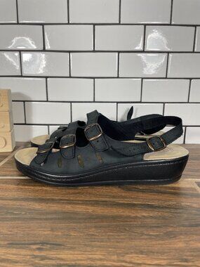 Fly Flot Dale Shoes Womens Size EU 40 Black Nubuck Adjustable Strappy Sandal